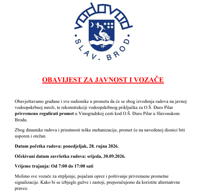 OBAVIJEST – PŠ Kolonija